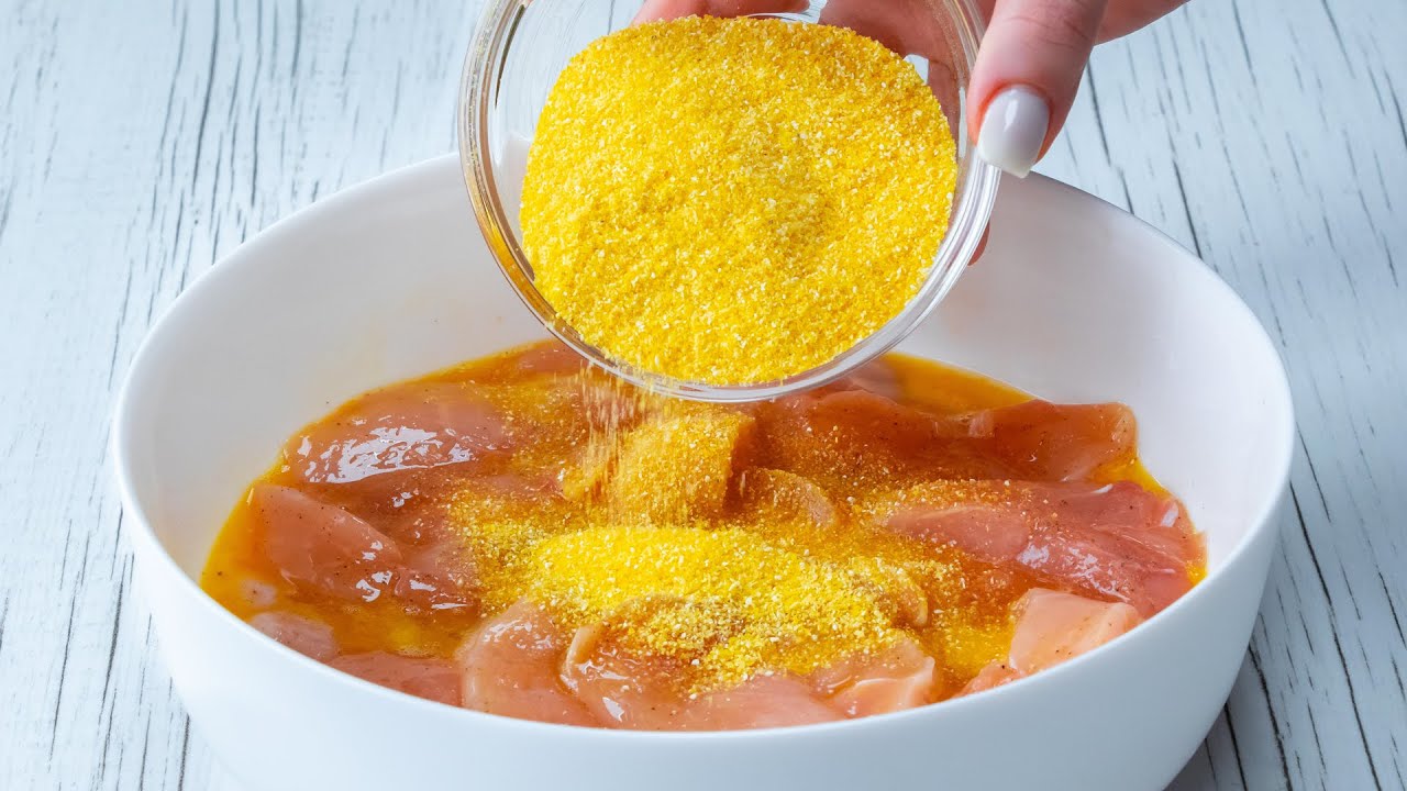 I love the corn flour crust! The most delicious chicken with vegetables in the pan