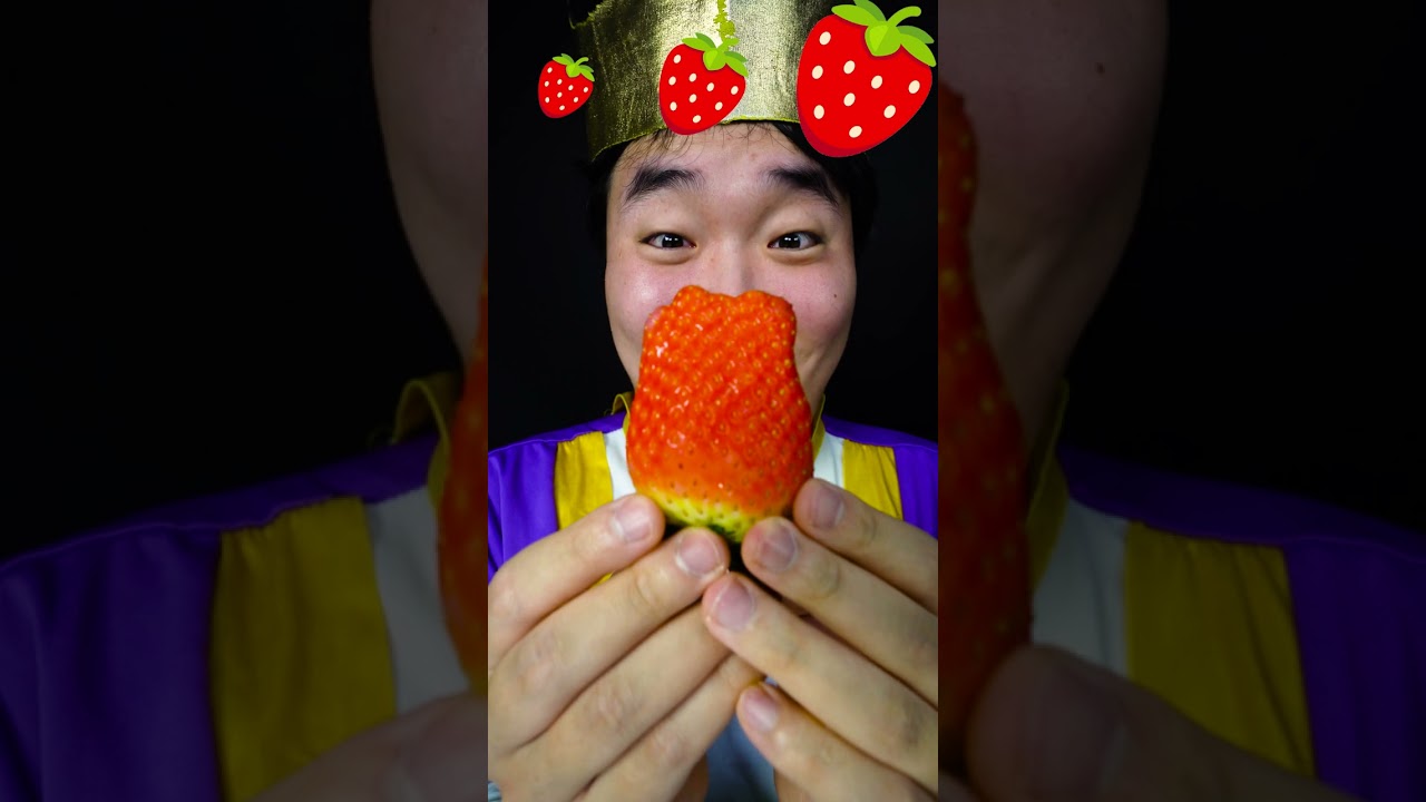 SMALL MEDIUM BIG Emoji FOOD CHALLENGE | strawberry dessert Mukbang ASMR #Shorts