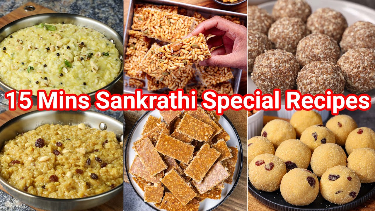 6 Must Have Makar Sankranti Sweets & Snacks in 15 Mins | 6 Easy Simple Makar Sankranti Recipes