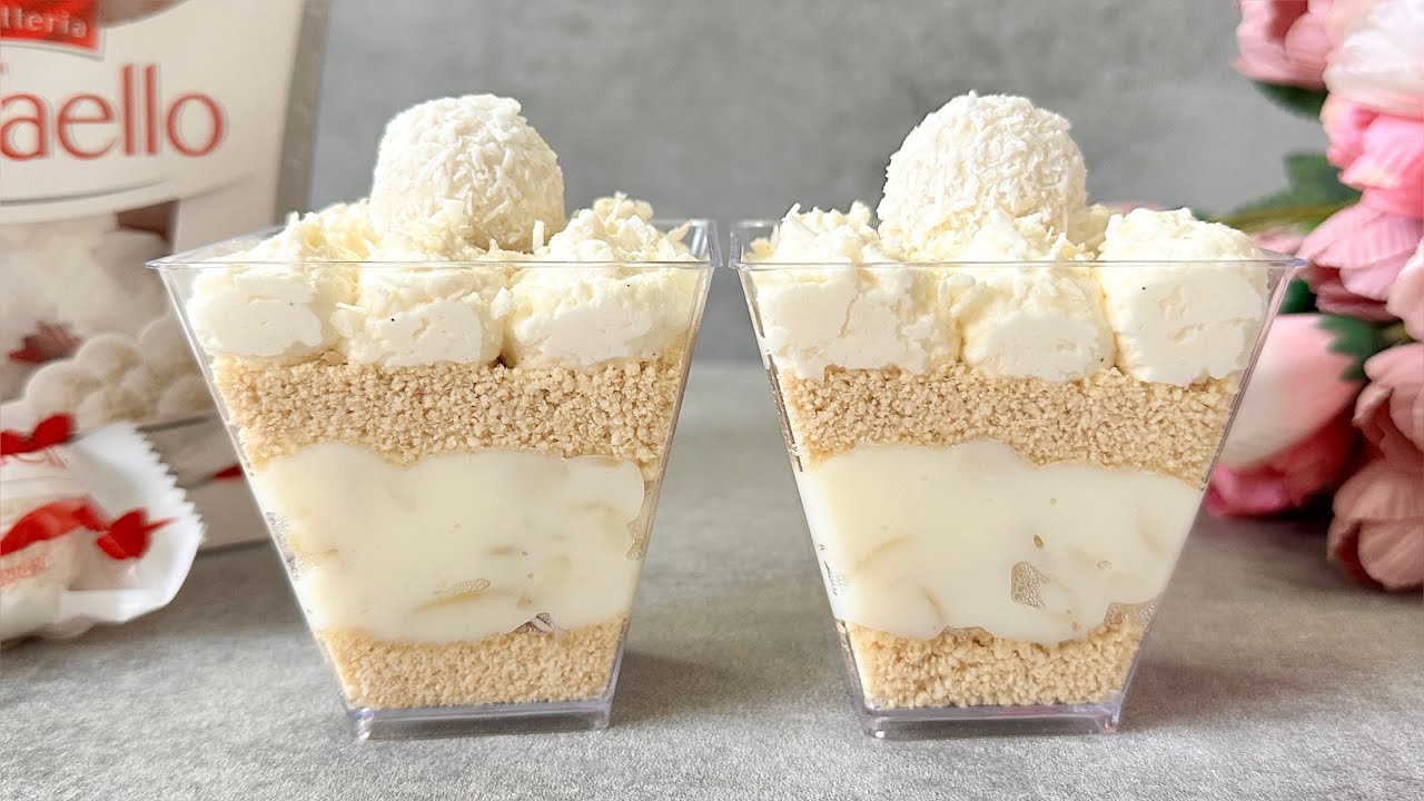 Rafaello Dessert Cups. No bake delicious dessert. Easy and Yummy!