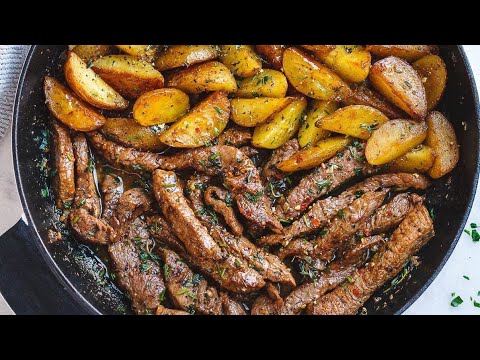 New Style Easy Lunch/Dinner Recipes 2023| Garlic Butter Steak Recipe and Potatoes Skillet Recipe