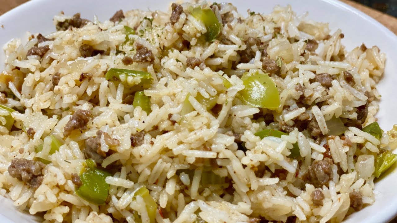 EASY DIRTY RICE / Dinner Ideas, Ground Beef Recipe, Whats for dinner, Hamburger Meat Recipe