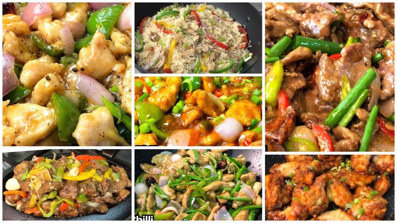 Chinese Recipes – Pepper chicken – Dry chicken Chilli – stir fry steaks – mangolian beef