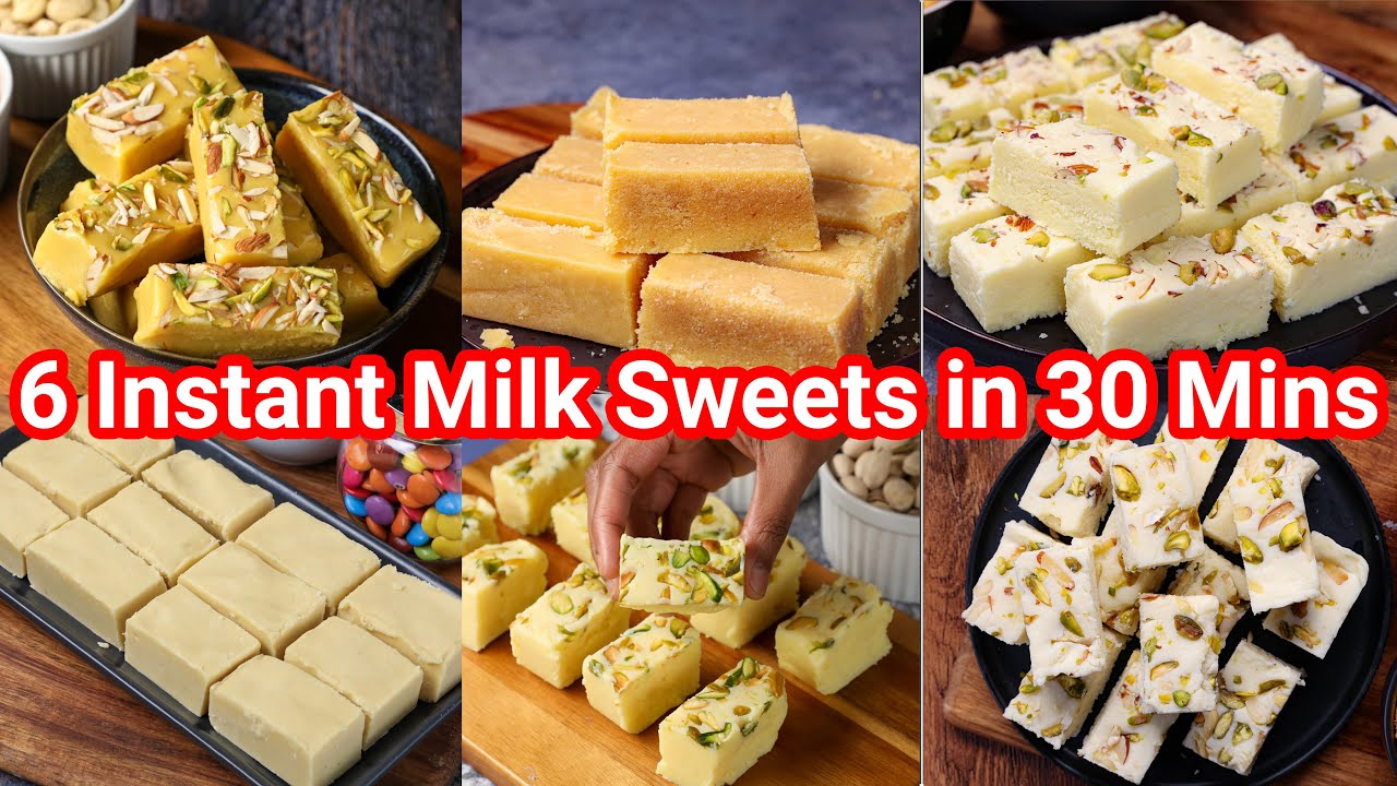 6 Instant Milk Indian Sweets under 30 Mins for any OCCASION | Classic Milk Dessert & Barfi Recipes