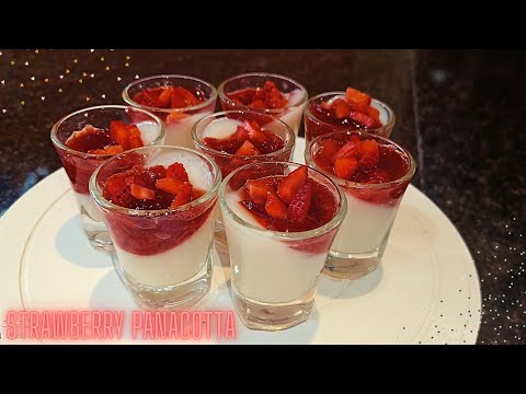 Strawberry panna cotta | panna cotta recipe | dessert recipes | agar agar with strawberry toppings