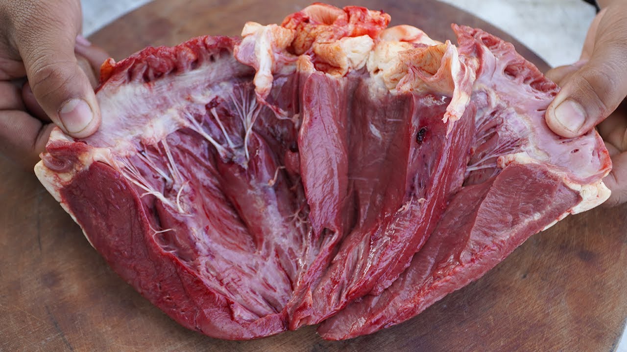 Spicy Beef Heart Recipe | Cooking Beef Heart with Green Chili | Beef Heart Cutting