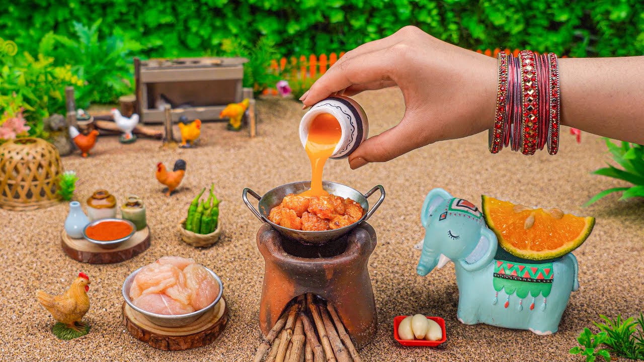 Miniature Orange Chicken Recipe | How To Make Fried Chicken | Tiny Foodkey | Easy Chicken Recipe