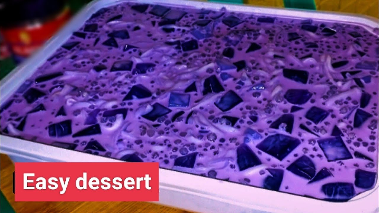 EASY DESSERT RECIPE – Ube buko salad recipe | Young coconut strips jelly dessert