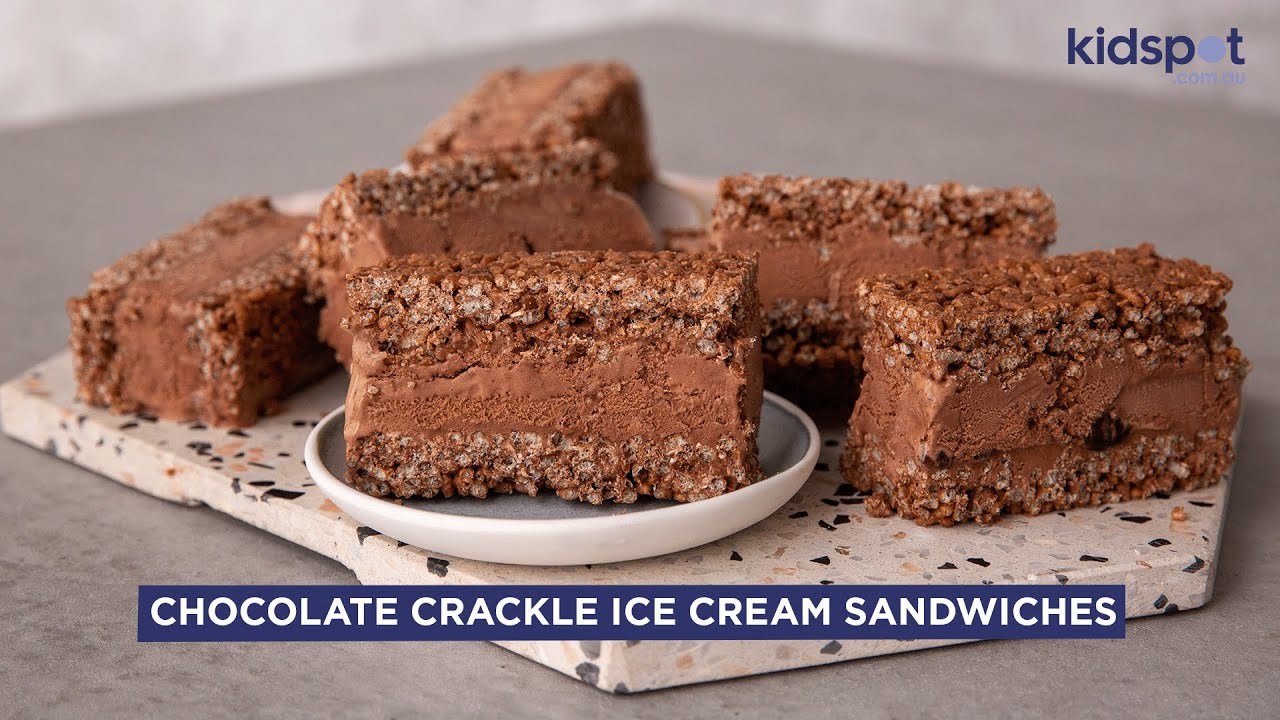 Chocolate Crackle Ice Cream Sandwiches | Simple Dessert Recipes | Kidspot