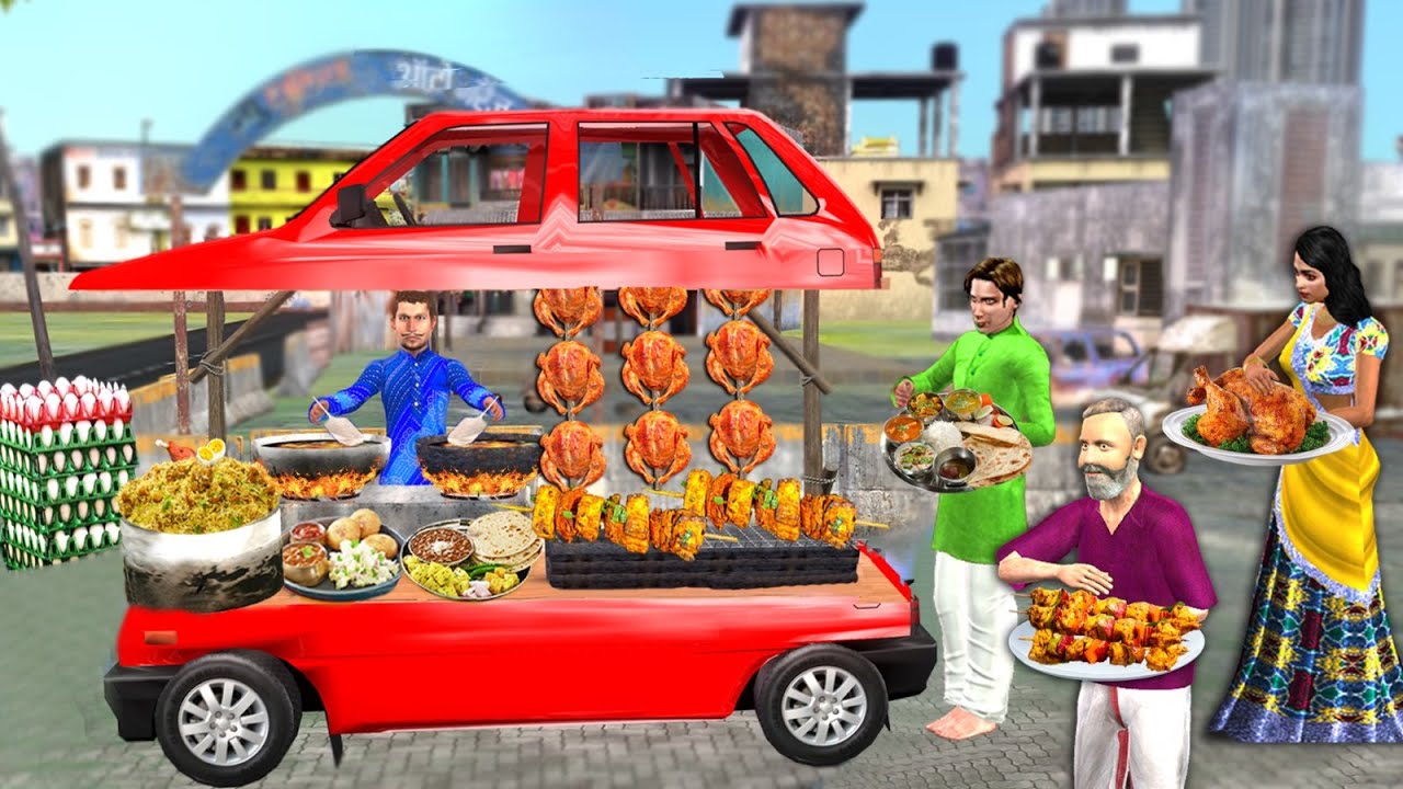 Chicken Biryani Recipe Street Food Full Chicken Tandoori Kebab Funny Comedy Video New Hindi Stories