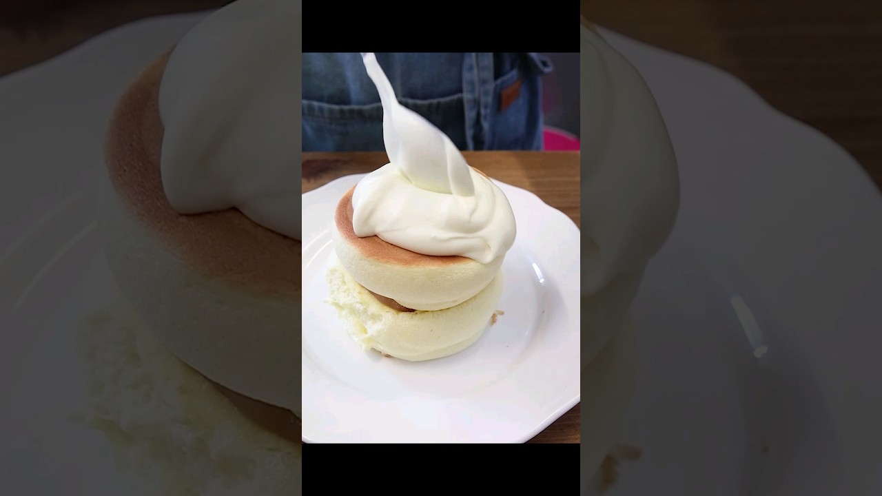 Peach Souffle Pancake – Korean Dessert #shorts