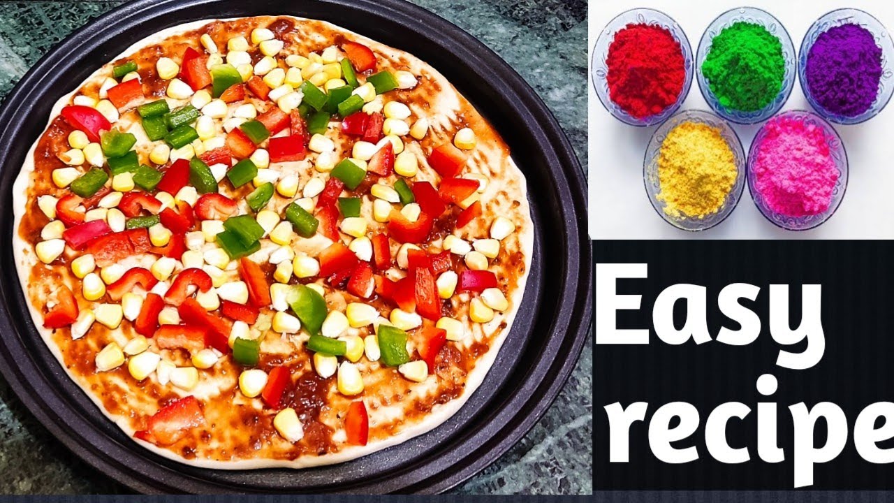 Holi Special dessert|Holi special pizza recipe|Holi special veg pizza|Pizza recipe at home|corn pizz