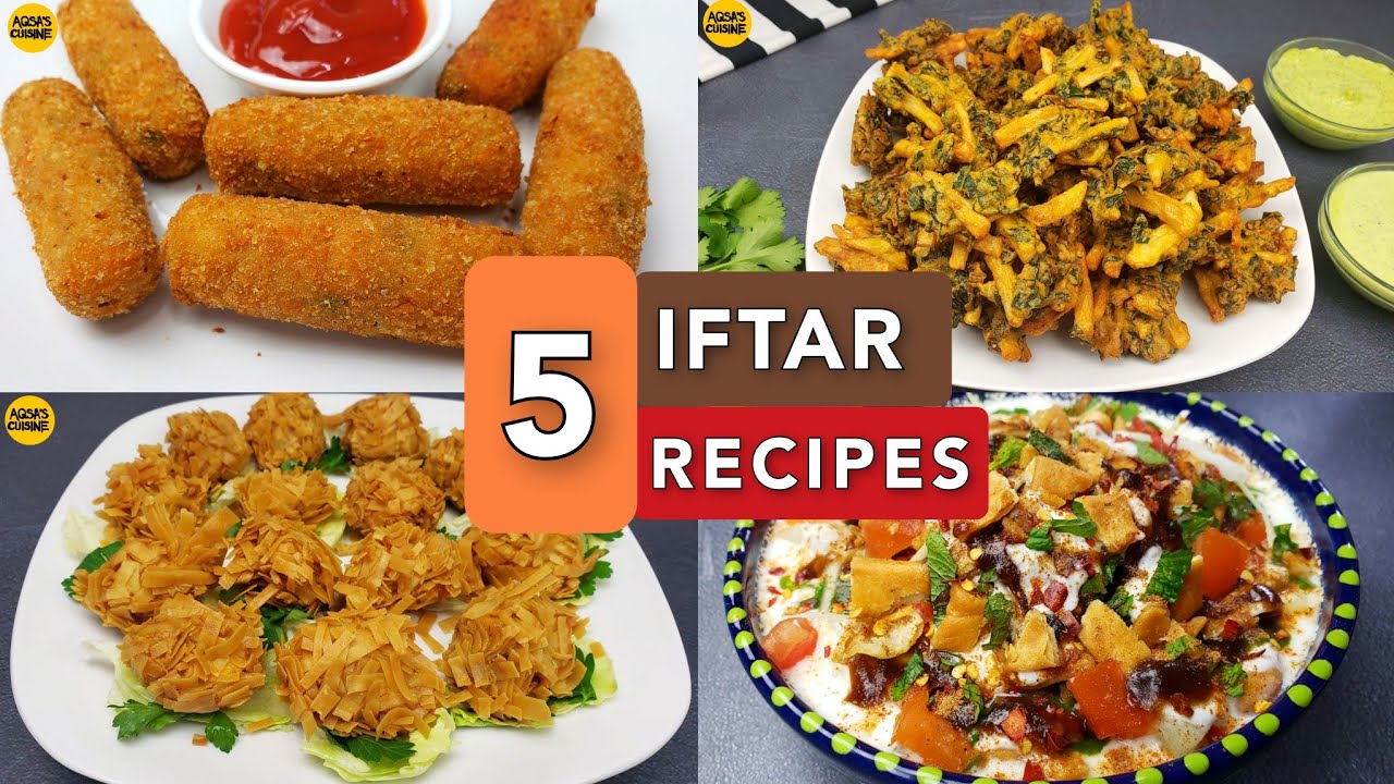 5 Easy Iftar Recipes by Aqsa's Cuisine, Chaat, Aloo Chicken Roll, Chicken Tikka Bites, Palak Pakora