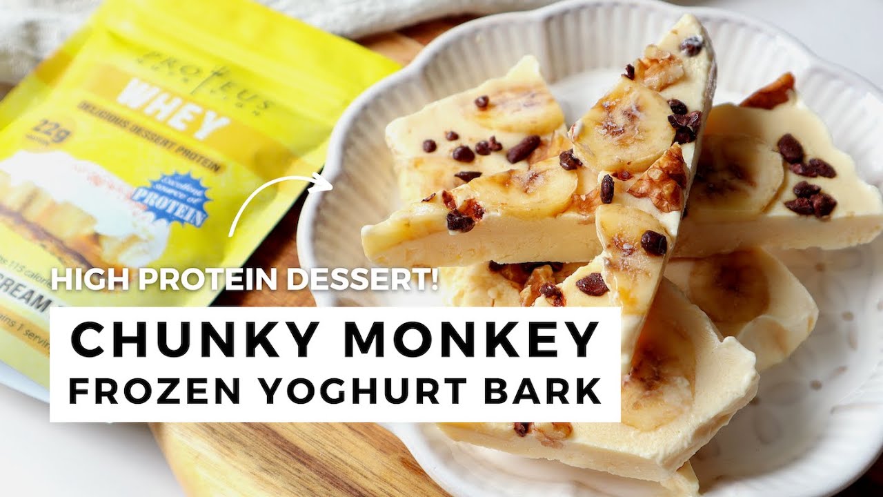 Chunky Monkey Frozen Yoghurt Bark | High Protein Dessert Recipes