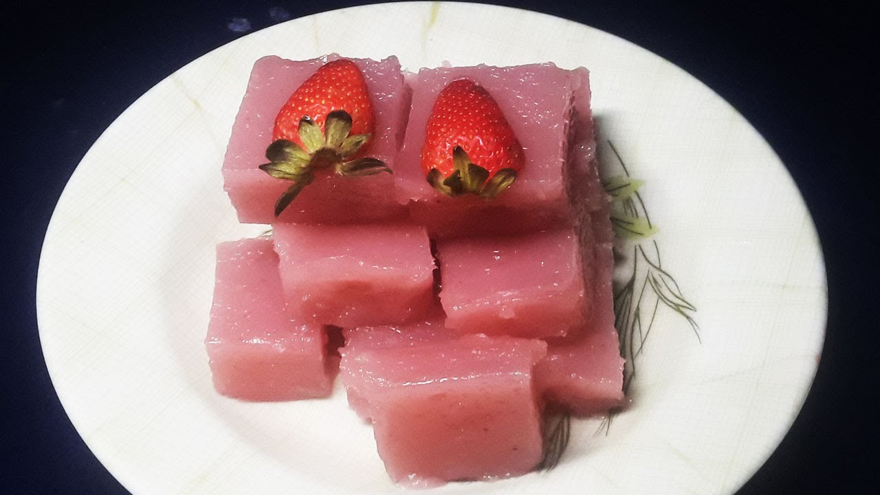 Sweet Strawberry Corn Flour Pudding/Dinner Recipes/Corn Recipe/Dessert Recipe/Strawberry Recipe 1436