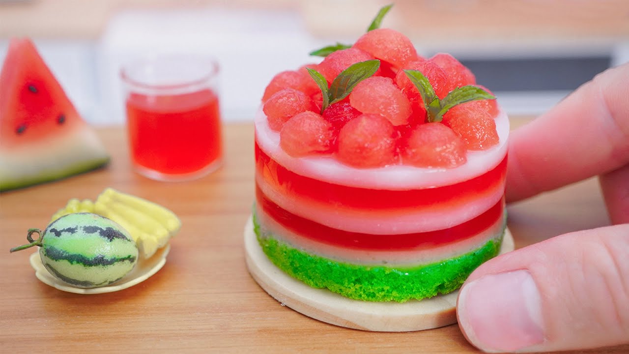 Fresh Miniature Watermelon Jelly Cake Decoration – Easy Dessert Recipes | Design by Mini Bakery