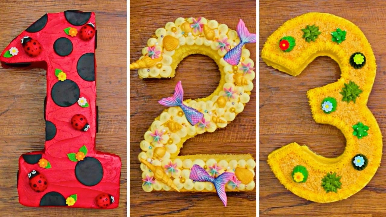 Number Cake Decorating Ideas | DIY Number Cake For Birthday | 1, 2, 3 Cake