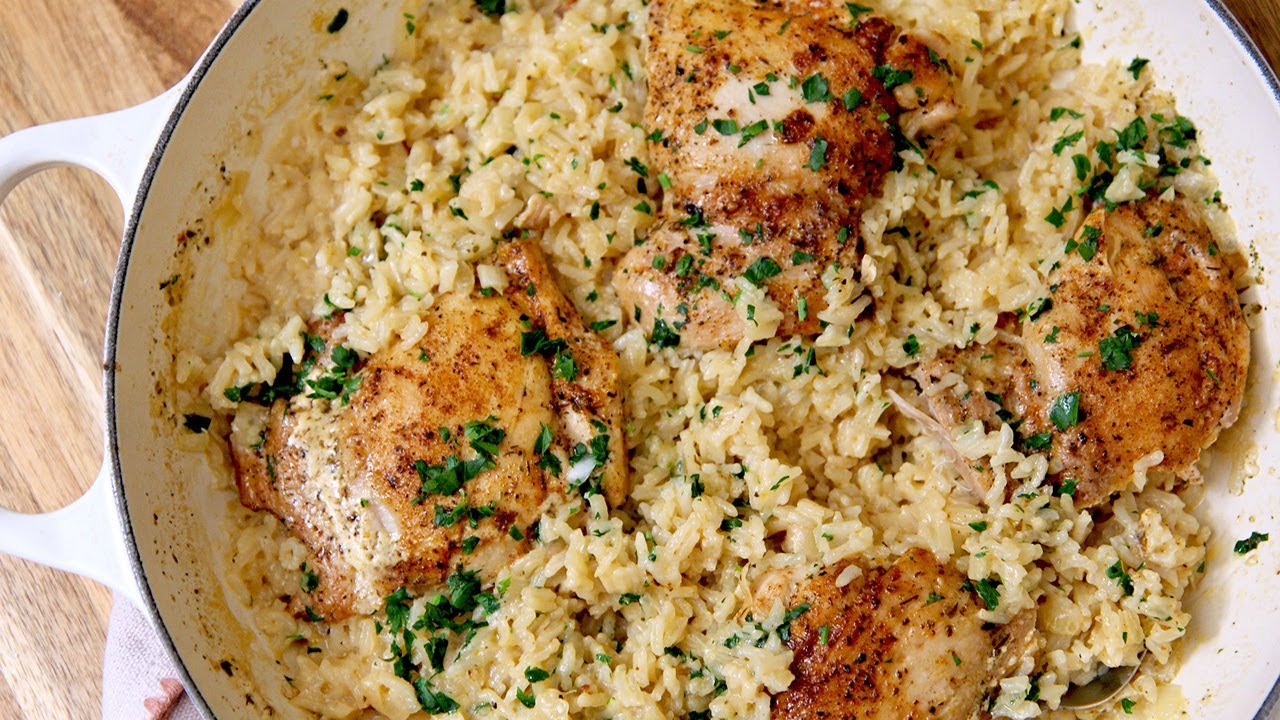 One Pan Creamy Chicken and Rice Recipe – Laura Vitale