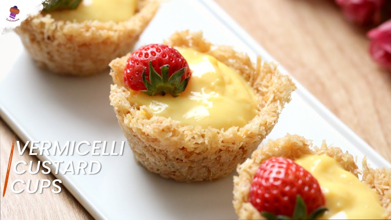 Vermicelli Custard Cups | Custard in Vermicelli Cups | Quick Dessert Recipe