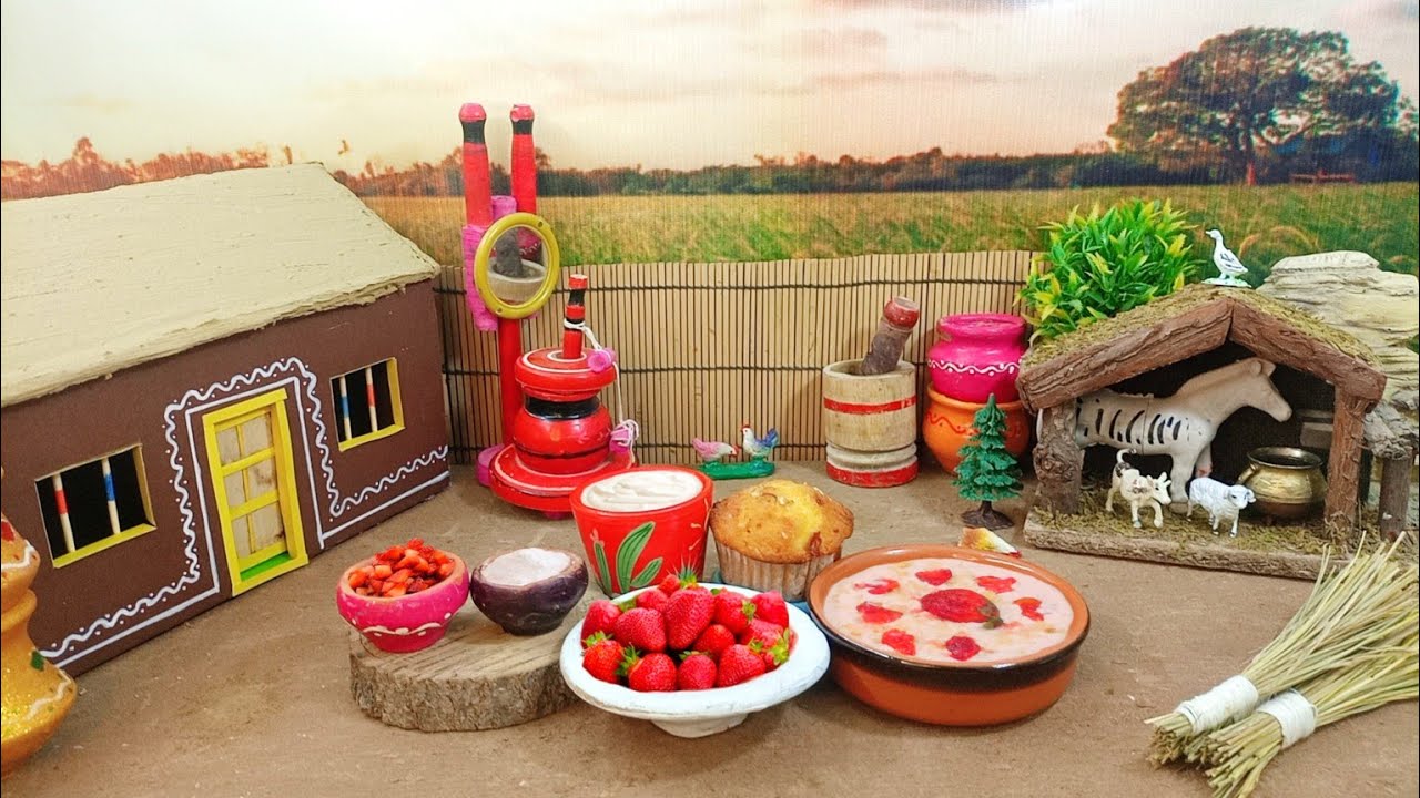 Miniature Cream Strawberry Delight Dessert Recipes | Miniature Cooking