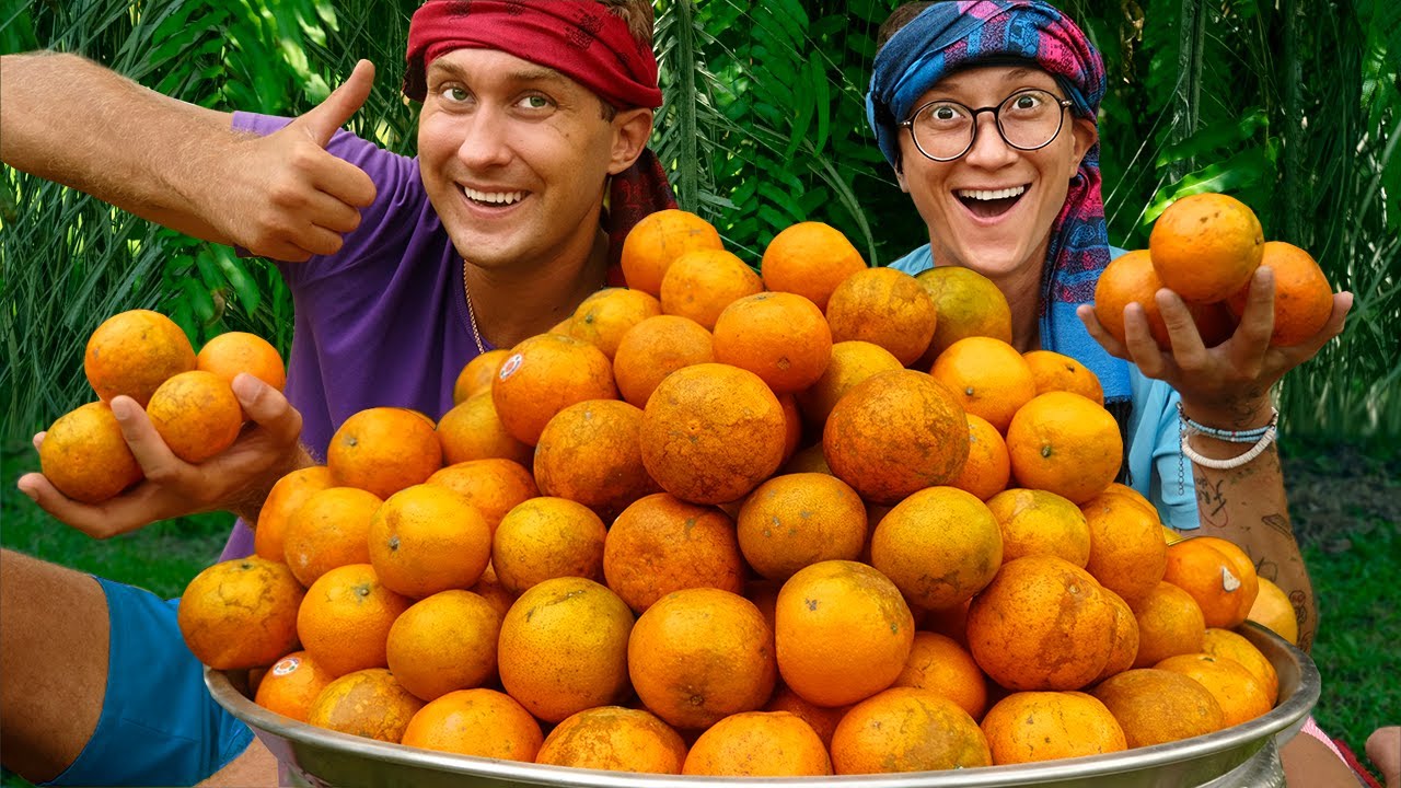 ORANGE JELLY Dessert  Huge Orange Juice Cooking in village  Orange Recipes