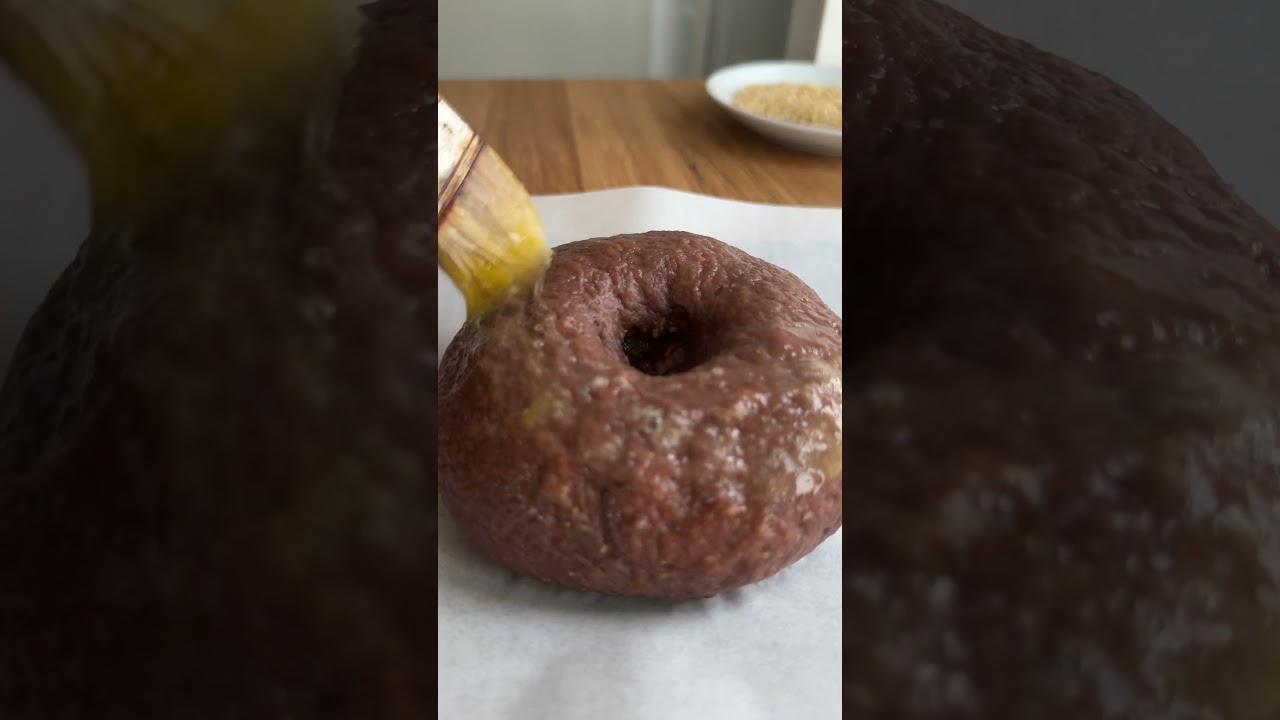 Dessert bagel. Chocolate peanut butter crunch sourdough bagel #bagels  #dessert #sourdough