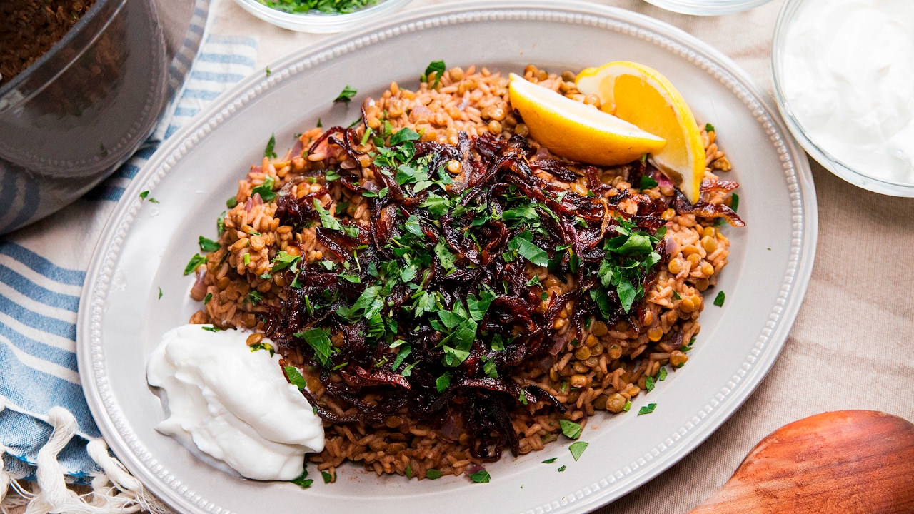 Lentils And Rice With Caramelized Onions