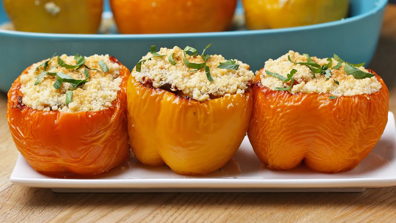 Quinoa & Ratatouille-Stuffed Peppers