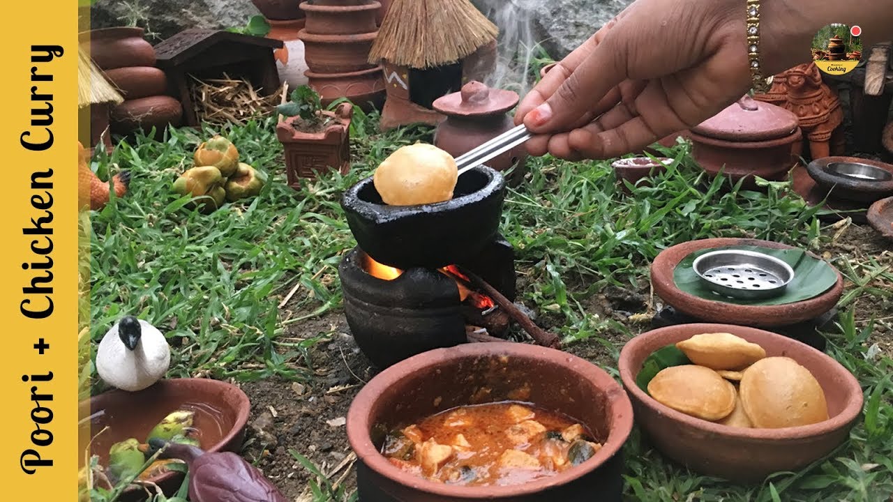 E#41 | Poori + Chicken Curry | Miniature Poori Recipe | Miniature Cooking | MCS