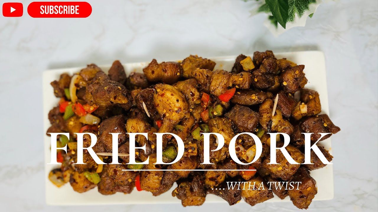 PARTY PLEASING RECIPE FOR FRIED PORK/DOMEDO | SPICY FRIED PORK | GHANA STREET FOOD