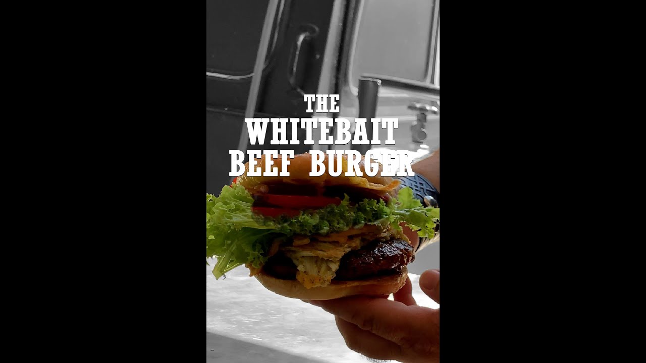 New Zealand Mokau Butchery Rump & Whitebait Omelet Surf n Turf Burger