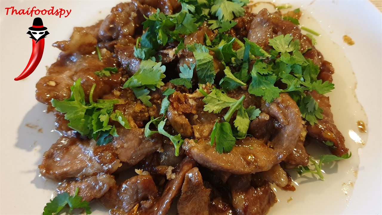 Thai Stir fried Pork with Garlic, called Moo Kratiam #Thaifood #Recipes