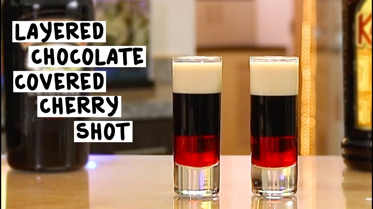 Layered Chocolate Covered Cherries Shot