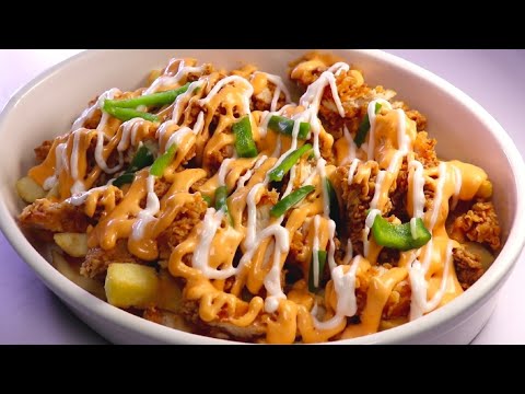Chicken Loaded Fries with Cheese Sauce Recipe By Recipes of the World