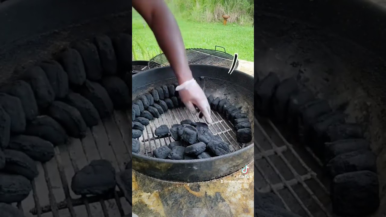Snake method setup in the Weber Kettle using B&B briquettes. #bbq #bbqlovers #cookinwidkunchi