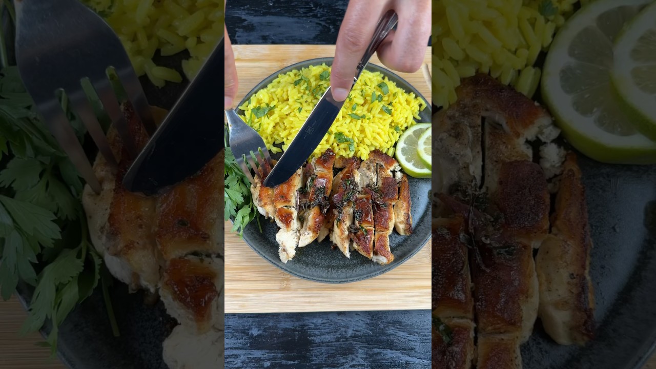 Easiest recipe for chicken breast and rice you can make!#short #chikenrecipe #chikensteak #steak