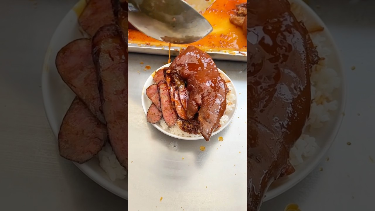 $6 street pork trotter rice with generous portions of meat #chinafood #porkrecipes #tasteofchina
