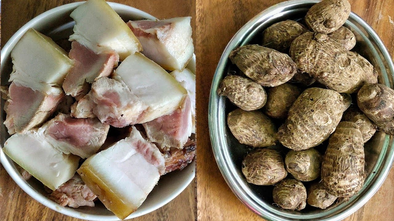 cooking Pork with Taro recipes.#Naga style..