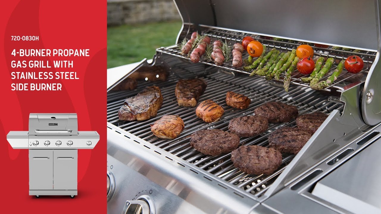 Nexgrill 4-Burner Gas Grill w/ Stainless Steel Side Burner (720-0830H)