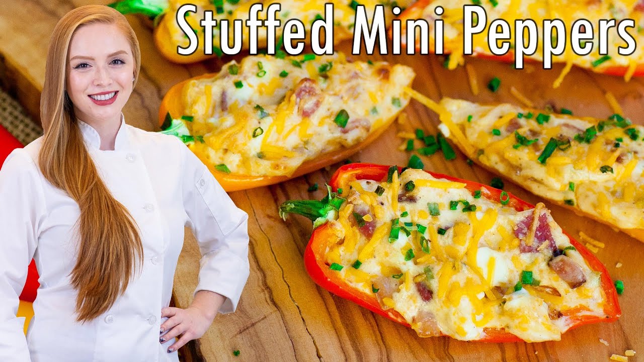 The BEST Cheesy Stuffed Mini Peppers Recipe! With Cheese, BACON & Tabasco! Game-Day Appetizer!