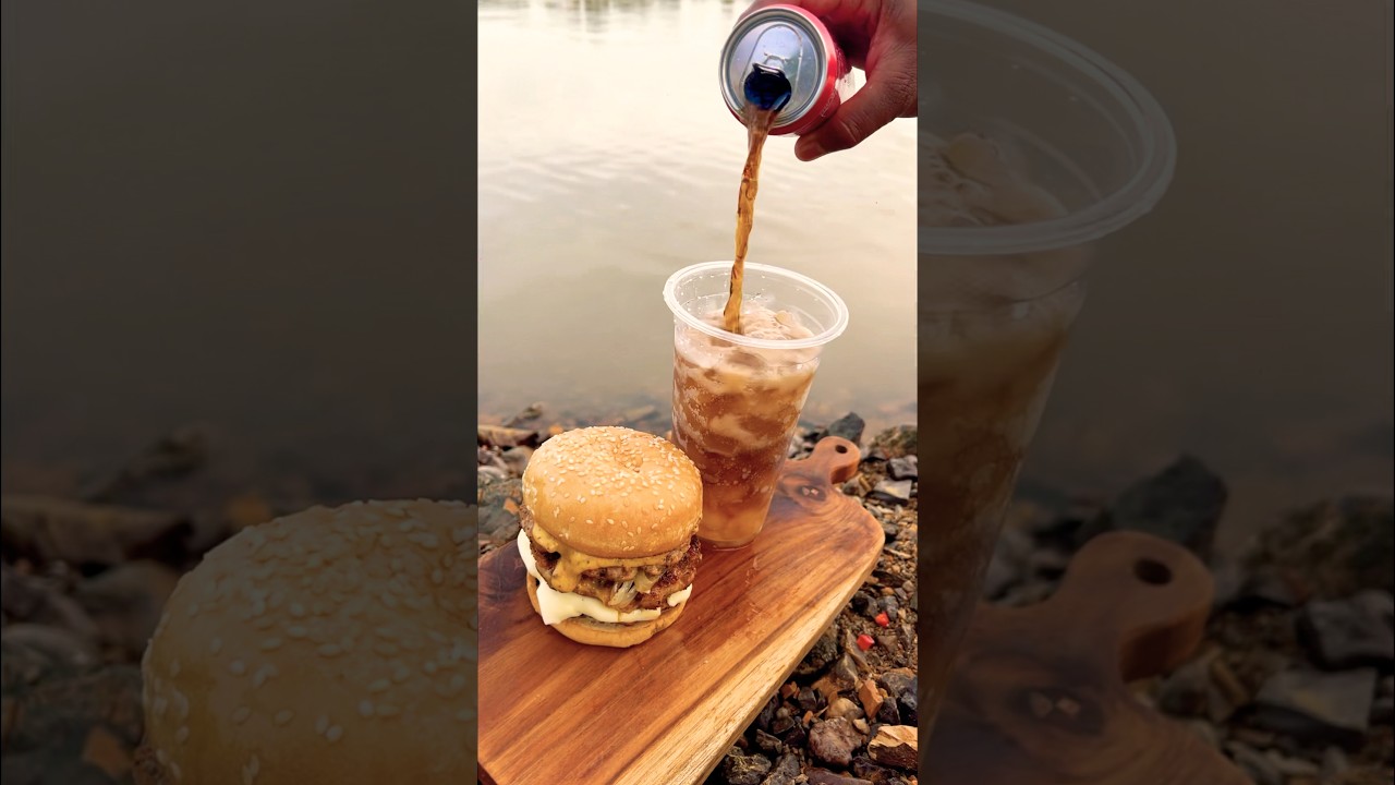 Pork burger 2 Slice #cocacola #burger #pork #food #snacks #coca