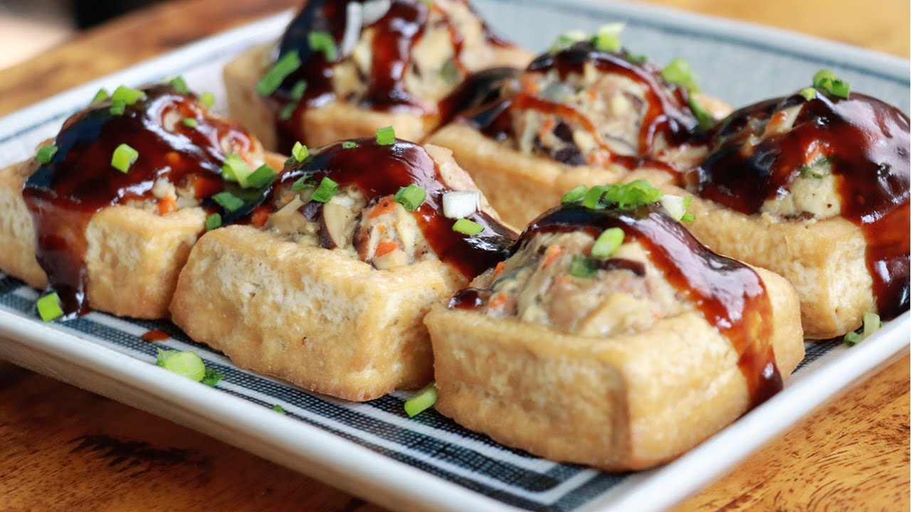 Stuffed Tofu Recipe | Stuffed Tofu with Ground Pork Recipes  | Hakka Stuffed Tofu Recipe
