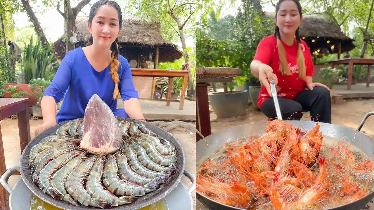 Pork Belly Crispy, Egg cooking Rice, 3 recipes with shrimp | Mommy Chef Sros | Daily Lifestyle