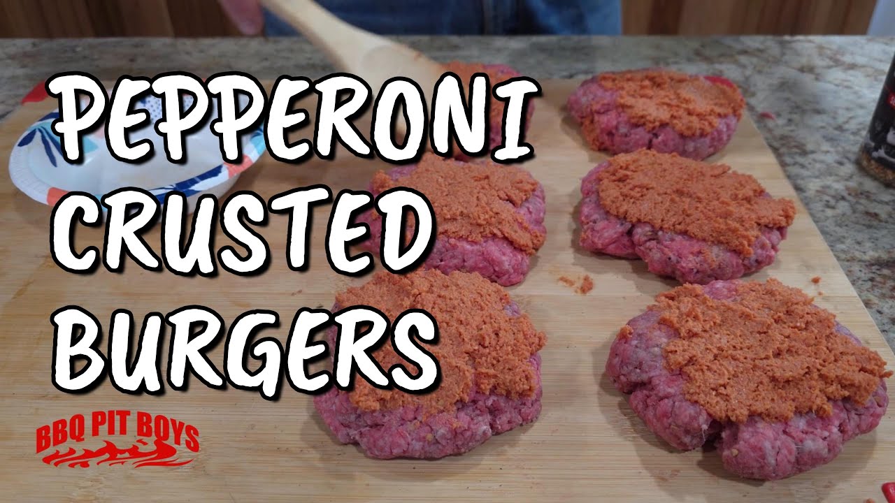 Pepperoni Crusted Cheese Burgers