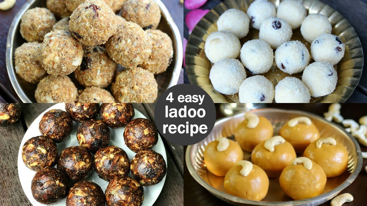 4 easy & quick ladoo recipes | instant laddu recipes | indian ladoo recipe
