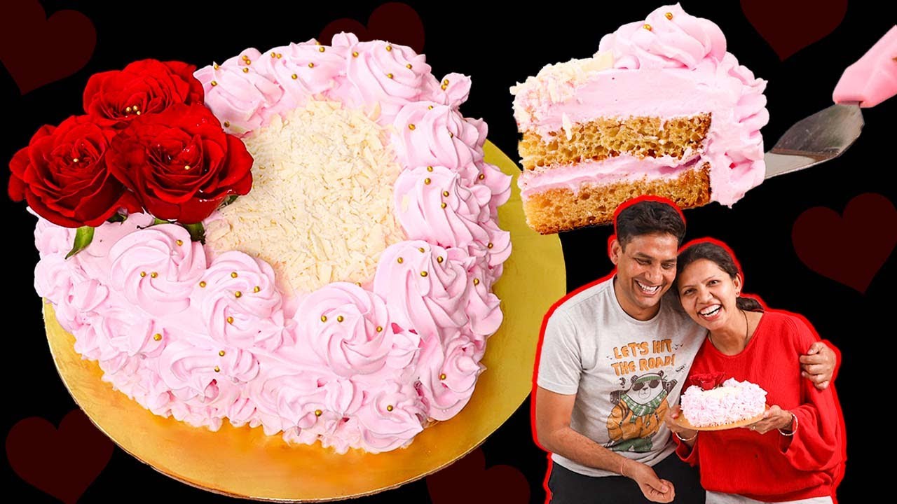सबसे आसान Eggless Cake | Pink Forest Cake | Valentine Special Recipe | Eggless Cake | Kabitaskitchen