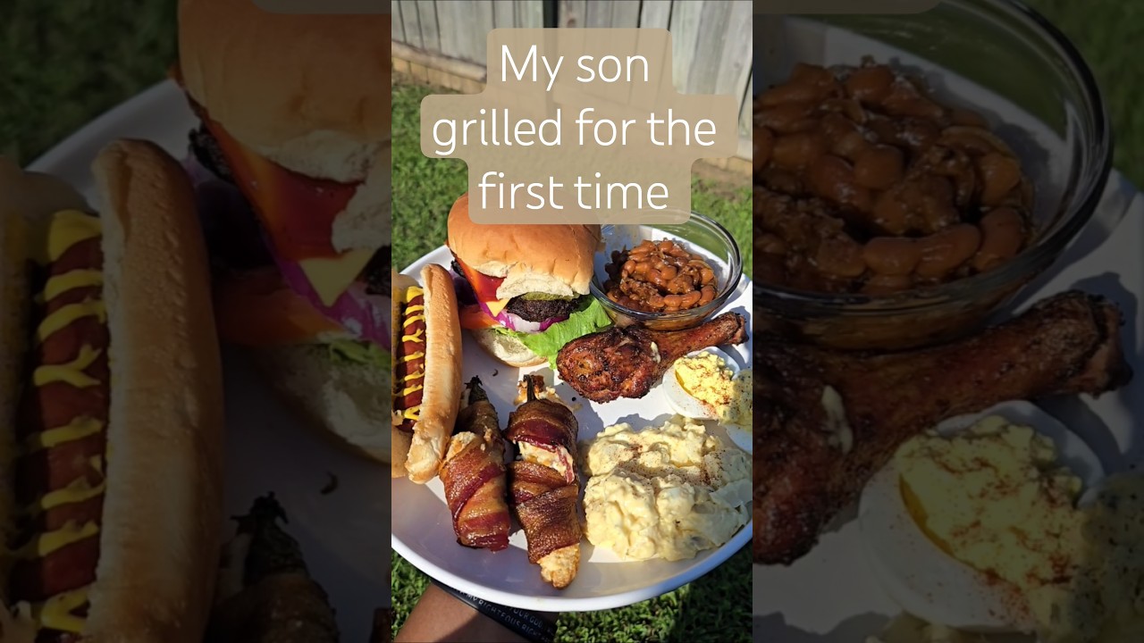 My son wanted to grill for the first time #fyp #bbq #son #grilling #foryoupage