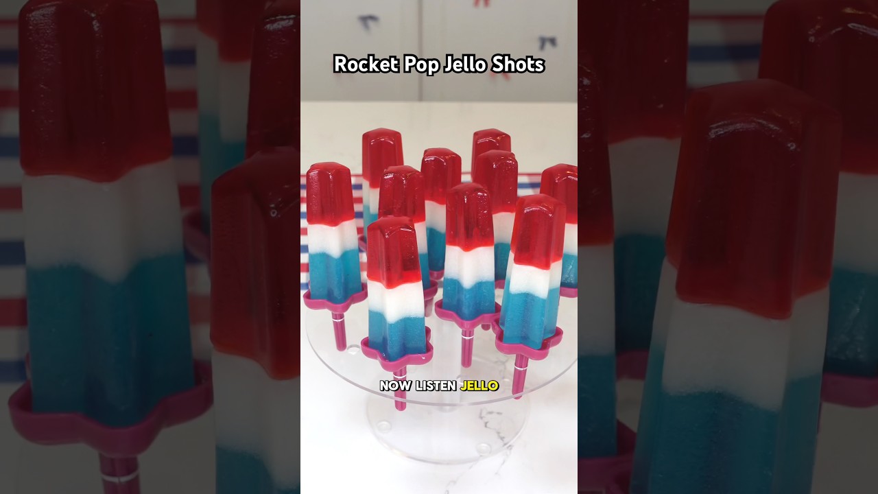 Boozy rocket pop jello shots 🚀 #jello #jelloshots