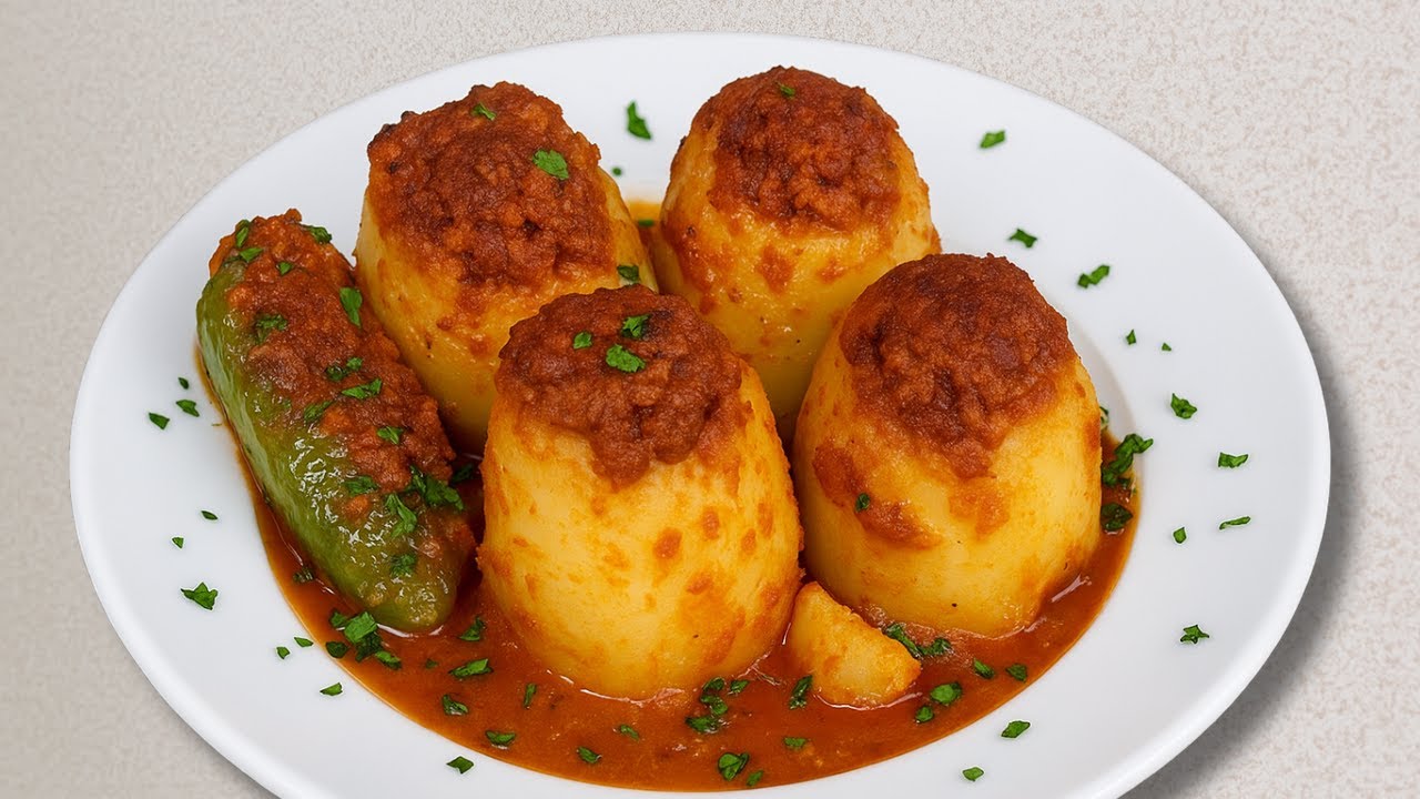 Stuffed Potatoes with Ground Beef & Tomato Sauce Recipe | The Egyptian Cook