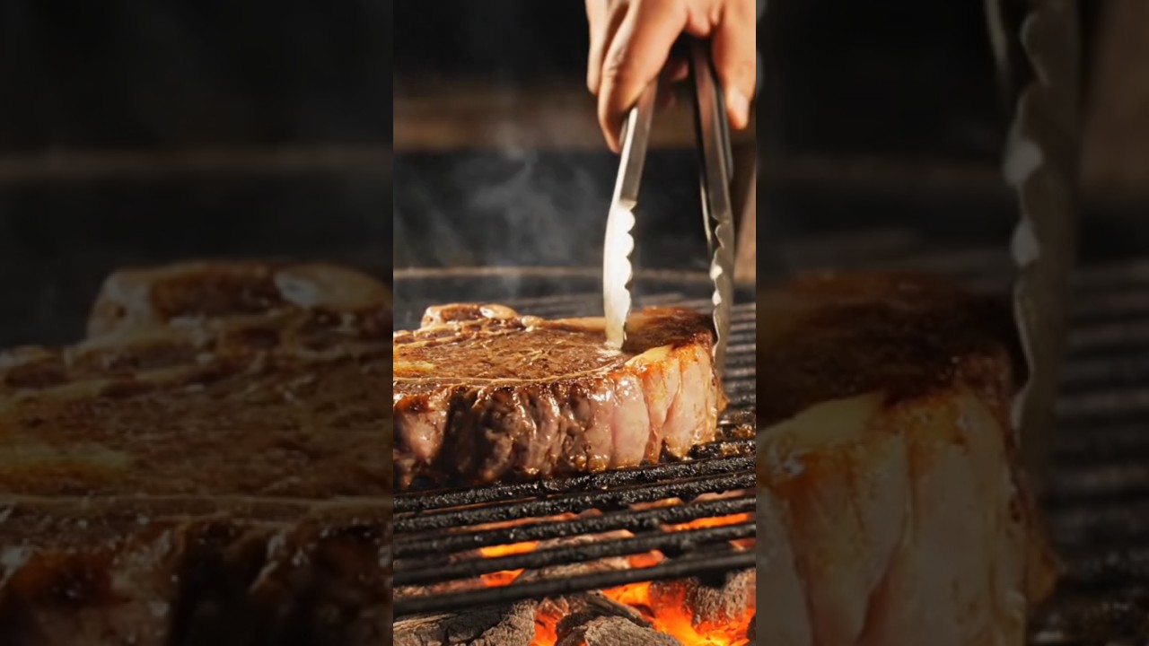 Perfect Ribeye Steak on Charcoal Grill | Juicy & Tender Steak Recipe |Sizzling Butter & Smoke ASMR
